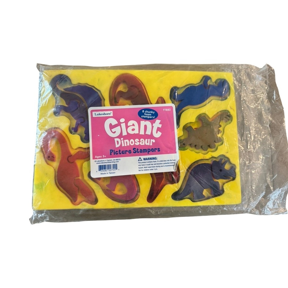 Lakeshore Giant Dinosaur Picture Stampers 8 Chunky Foam Stamps TT882 Ages 3+